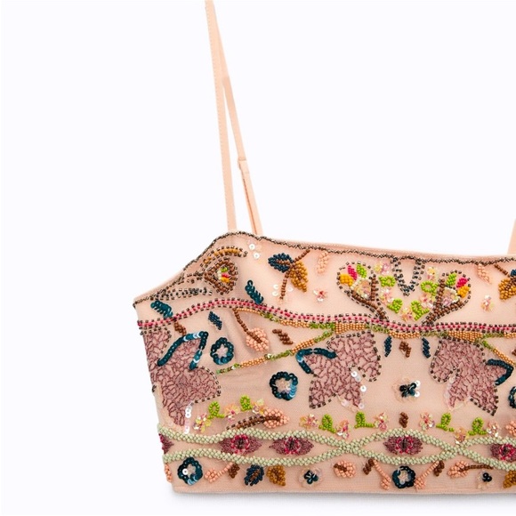 NWT Zara Beaded Embroidered Bustier Crop Top size S. - Picture 5 of 12